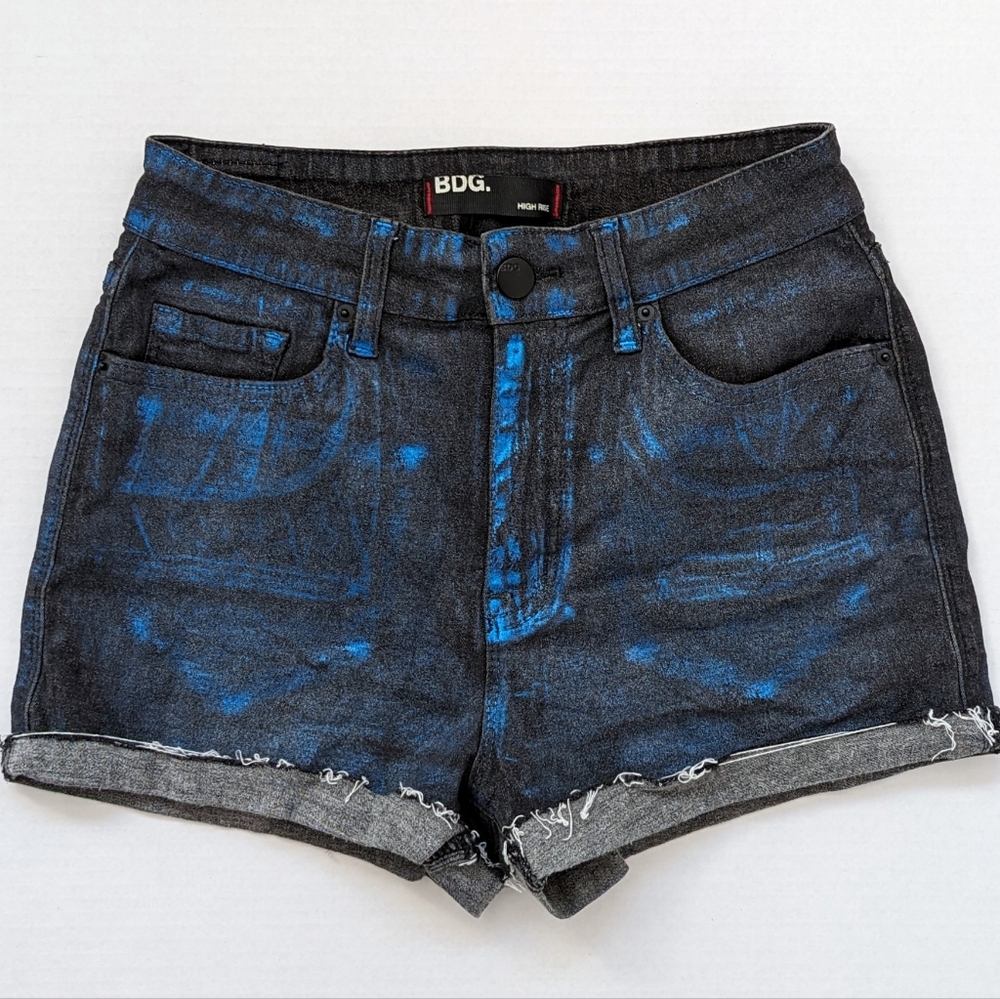 BDG Metallic Denim High Rise Shorts